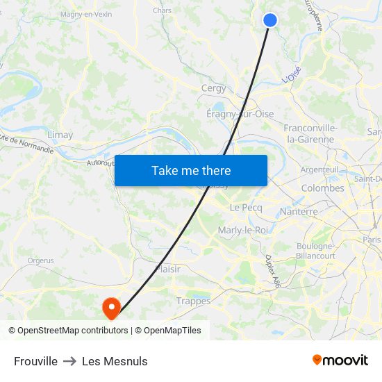 Frouville to Les Mesnuls map