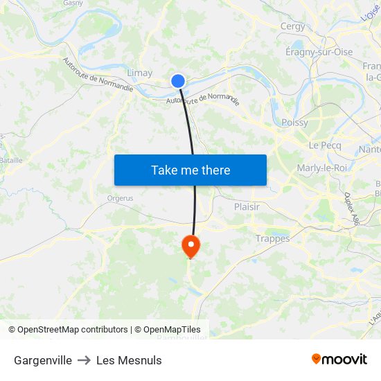 Gargenville to Les Mesnuls map