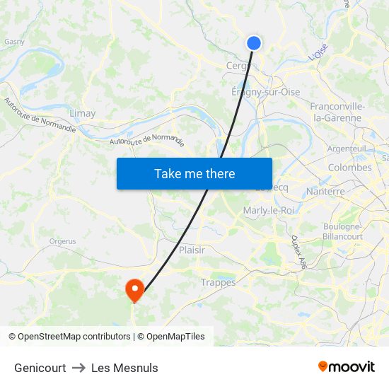 Genicourt to Les Mesnuls map