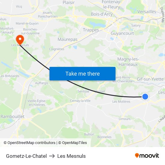 Gometz-Le-Chatel to Les Mesnuls map