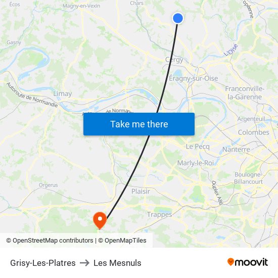 Grisy-Les-Platres to Les Mesnuls map