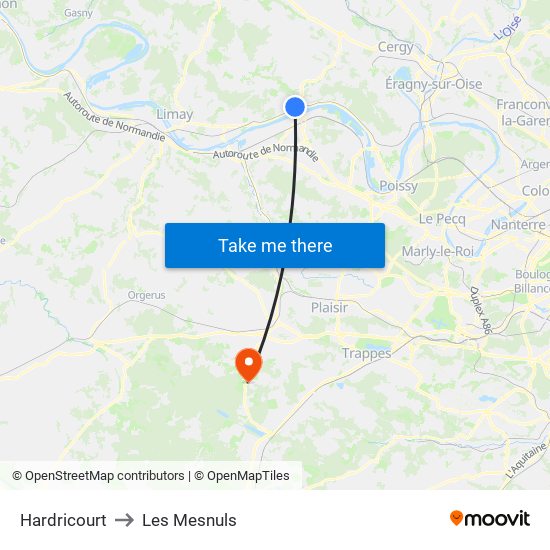 Hardricourt to Les Mesnuls map