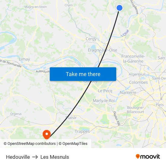 Hedouville to Les Mesnuls map