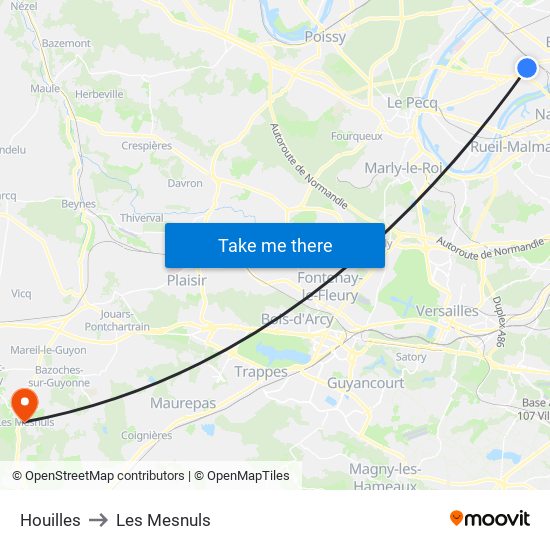 Houilles to Les Mesnuls map