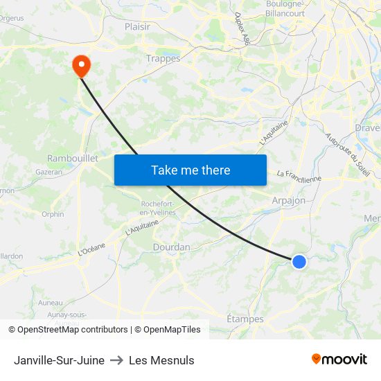 Janville-Sur-Juine to Les Mesnuls map