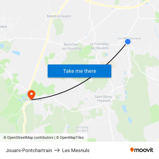 Jouars-Pontchartrain to Les Mesnuls map