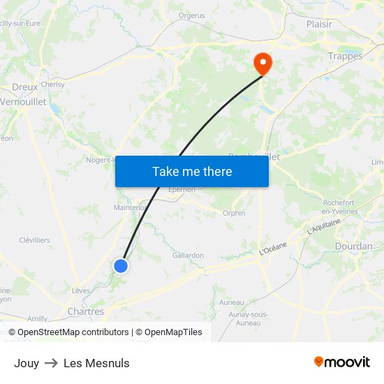 Jouy to Les Mesnuls map