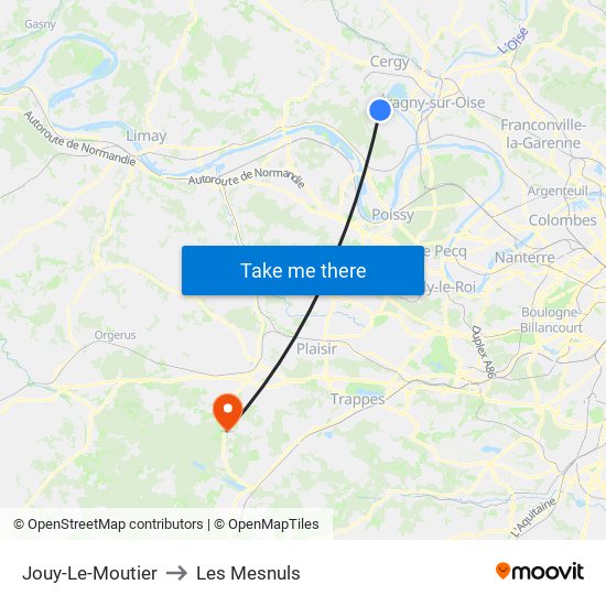 Jouy-Le-Moutier to Les Mesnuls map