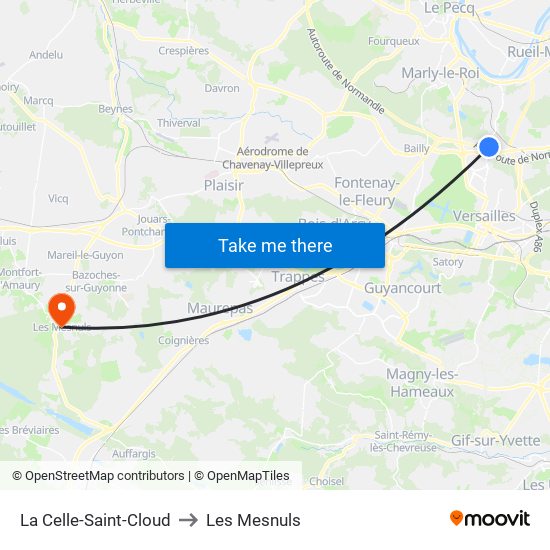 La Celle-Saint-Cloud to Les Mesnuls map