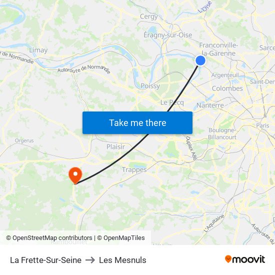 La Frette-Sur-Seine to Les Mesnuls map