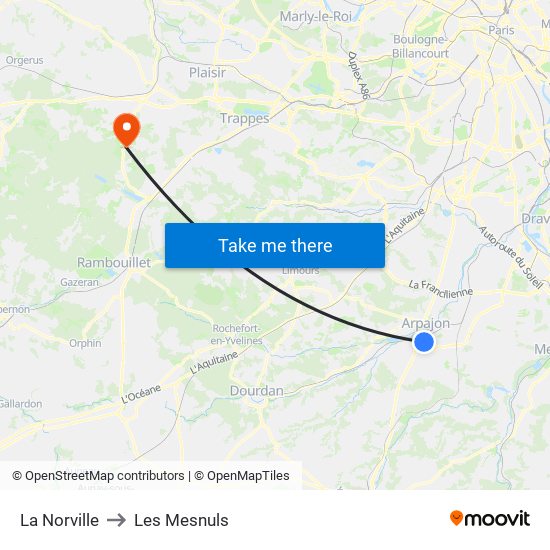 La Norville to Les Mesnuls map