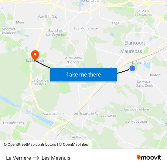 La Verriere to Les Mesnuls map