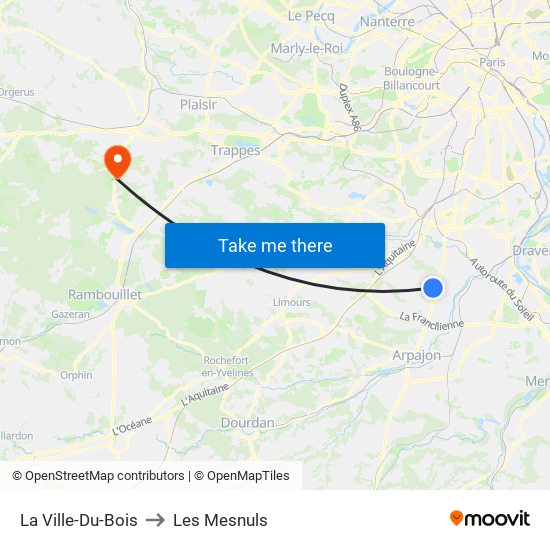 La Ville-Du-Bois to Les Mesnuls map
