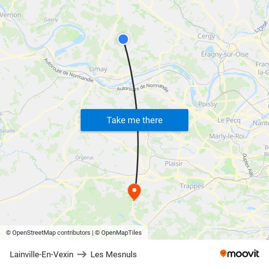 Lainville-En-Vexin to Les Mesnuls map