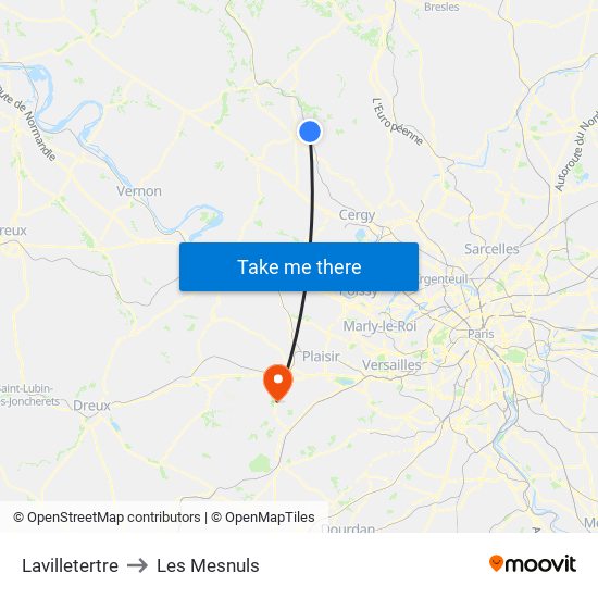 Lavilletertre to Les Mesnuls map