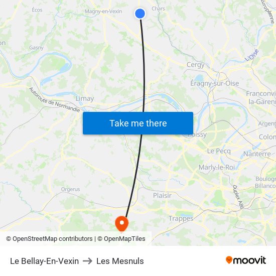 Le Bellay-En-Vexin to Les Mesnuls map
