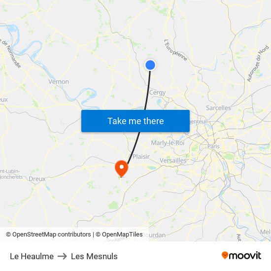 Le Heaulme to Les Mesnuls map