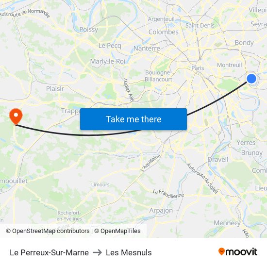 Le Perreux-Sur-Marne to Les Mesnuls map