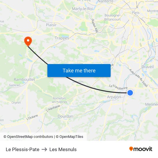 Le Plessis-Pate to Les Mesnuls map