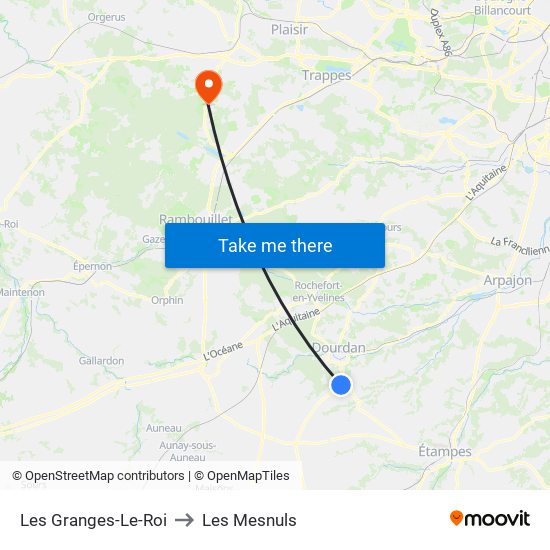 Les Granges-Le-Roi to Les Mesnuls map