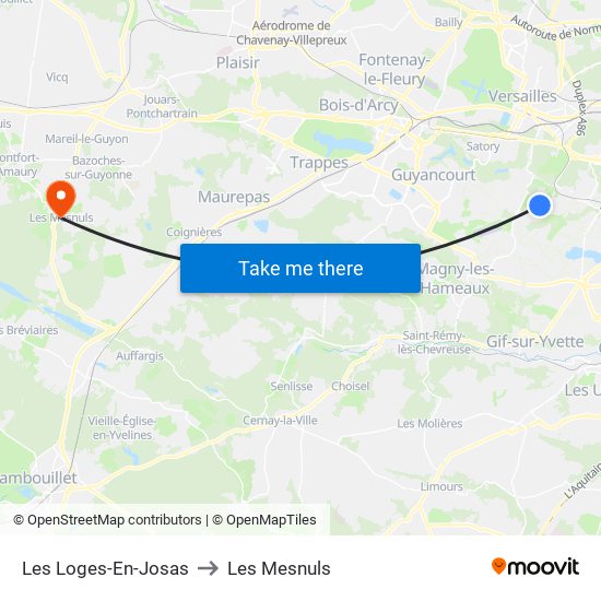 Les Loges-En-Josas to Les Mesnuls map