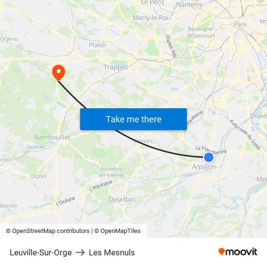 Leuville-Sur-Orge to Les Mesnuls map