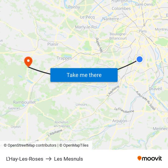 L'Hay-Les-Roses to Les Mesnuls map