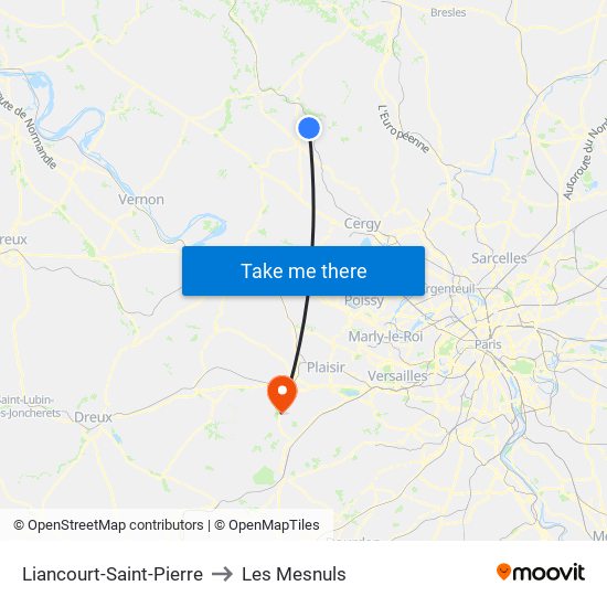 Liancourt-Saint-Pierre to Les Mesnuls map