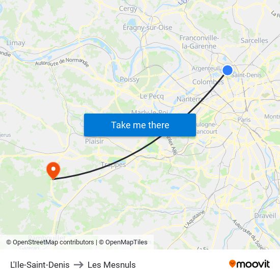 L'Ile-Saint-Denis to Les Mesnuls map