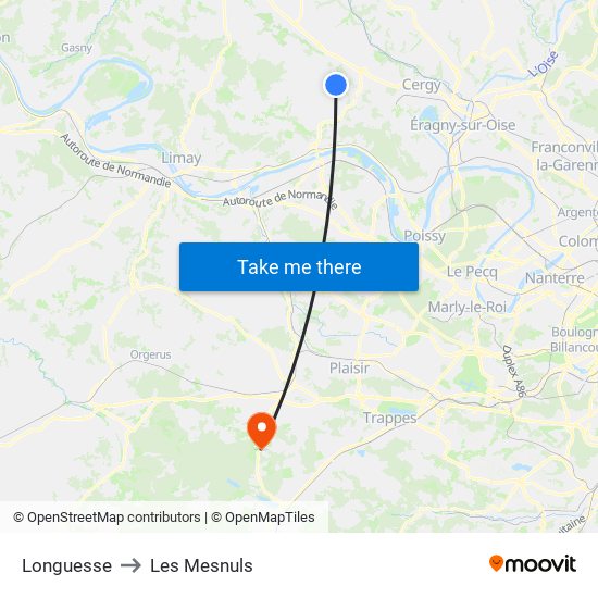 Longuesse to Les Mesnuls map