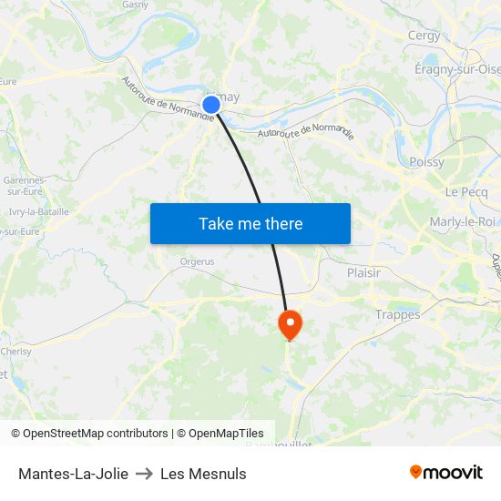 Mantes-La-Jolie to Les Mesnuls map
