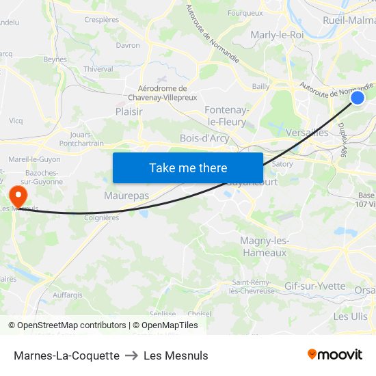 Marnes-La-Coquette to Les Mesnuls map