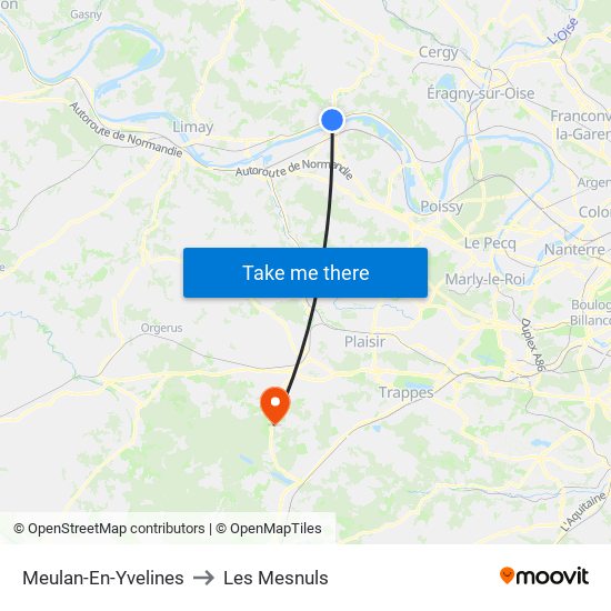 Meulan-En-Yvelines to Les Mesnuls map