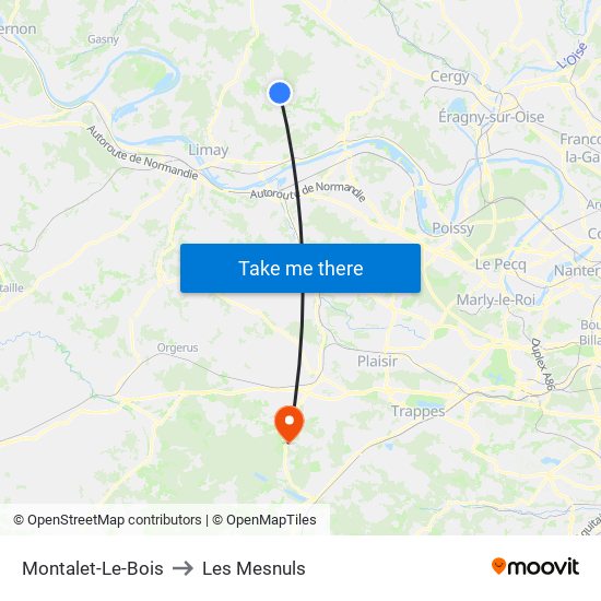 Montalet-Le-Bois to Les Mesnuls map