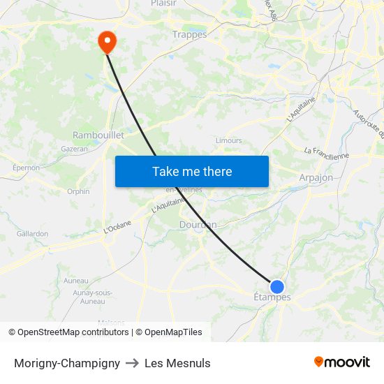 Morigny-Champigny to Les Mesnuls map