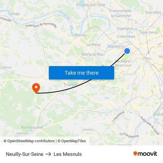 Neuilly-Sur-Seine to Les Mesnuls map