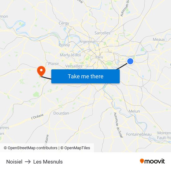 Noisiel to Les Mesnuls map