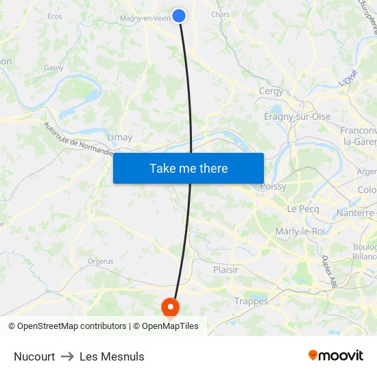 Nucourt to Les Mesnuls map