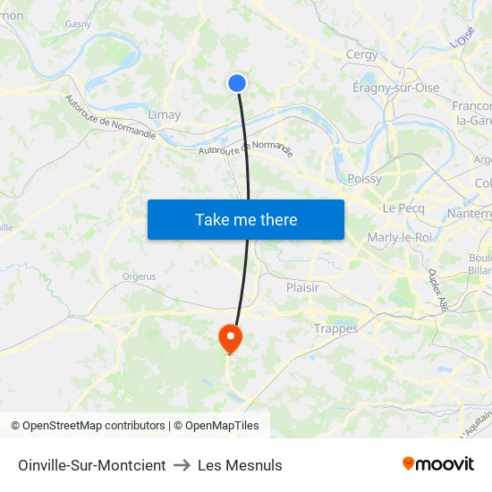 Oinville-Sur-Montcient to Les Mesnuls map