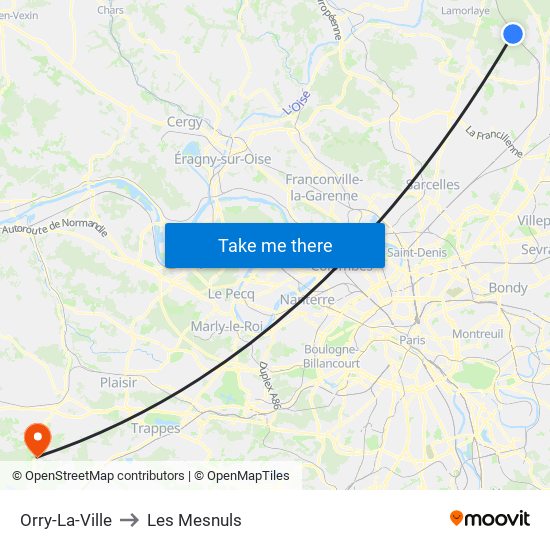 Orry-La-Ville to Les Mesnuls map