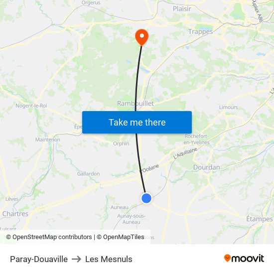 Paray-Douaville to Les Mesnuls map