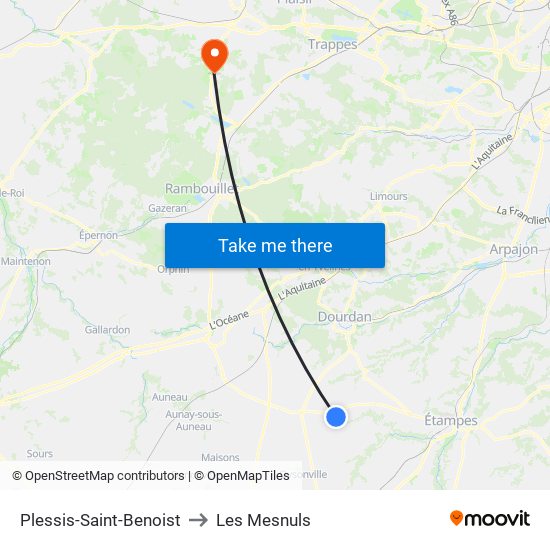 Plessis-Saint-Benoist to Les Mesnuls map