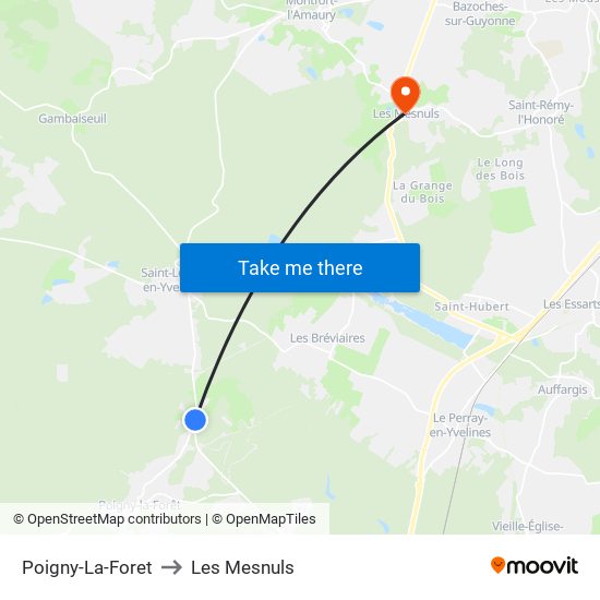 Poigny-La-Foret to Les Mesnuls map