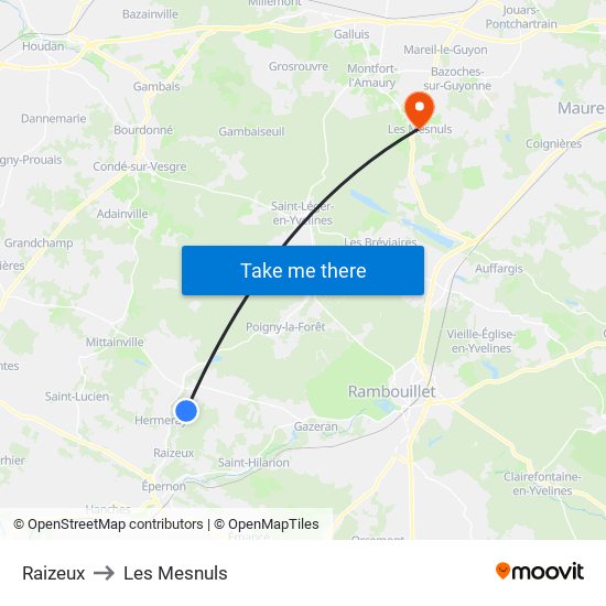 Raizeux to Les Mesnuls map