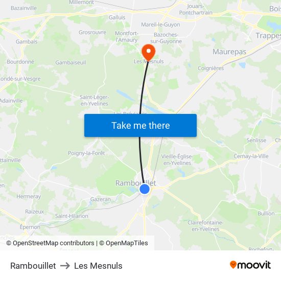 Rambouillet to Les Mesnuls map