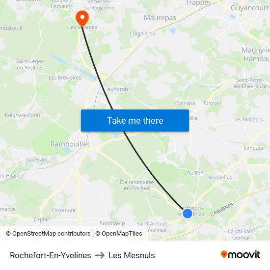 Rochefort-En-Yvelines to Les Mesnuls map