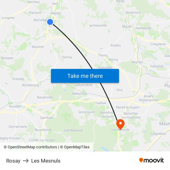 Rosay to Les Mesnuls map