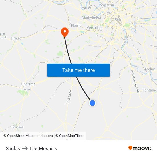 Saclas to Les Mesnuls map