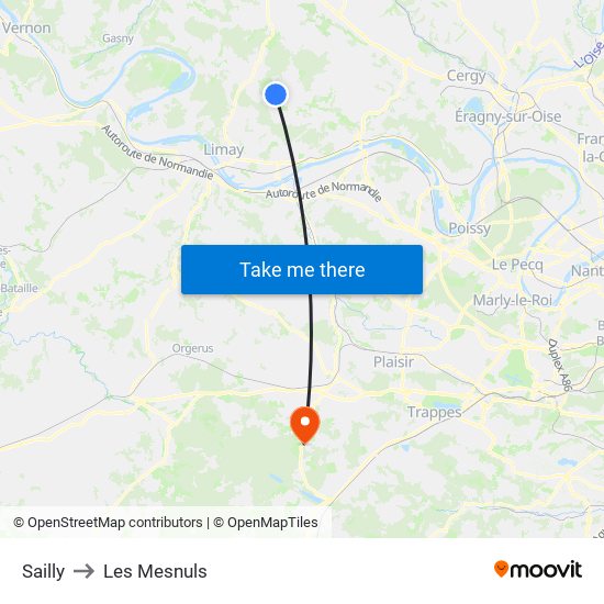 Sailly to Les Mesnuls map