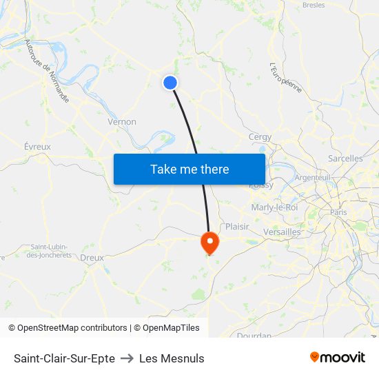Saint-Clair-Sur-Epte to Les Mesnuls map